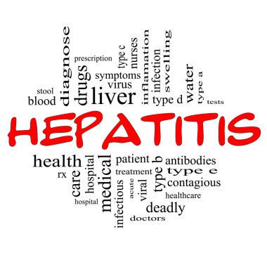 Kırmızı ve siyah hepatit Word Cloud kavramında