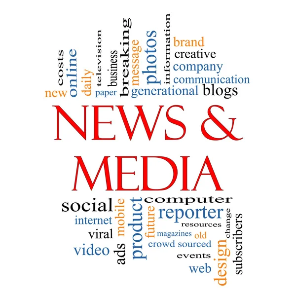 Noticias y Medios Word Cloud Concept —  Fotos de Stock