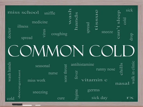 Common Cold Word Cloud Concept on a Blackboard — Stock Photo, Image