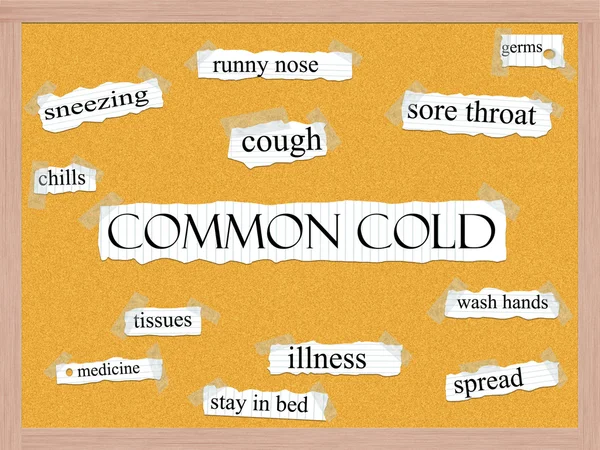 Przeziębienie corkboard słowo koncepcja — Zdjęcie stockowe