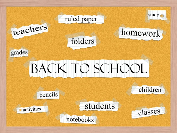 Back to School Corkboard Word Concept — Stock Photo, Image