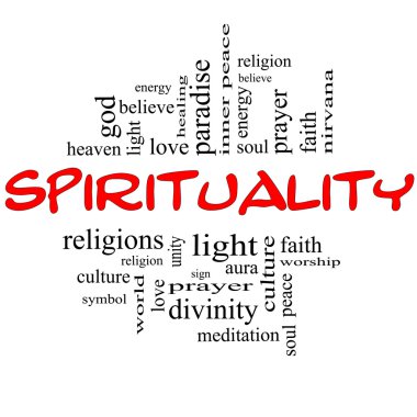 Spirituality Word Cloud Concept in red & black