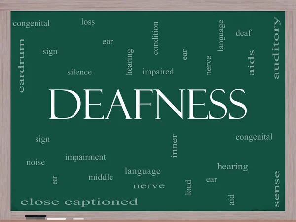 Deafness Word Cloud Concept on a Blackboard — Stock Photo, Image