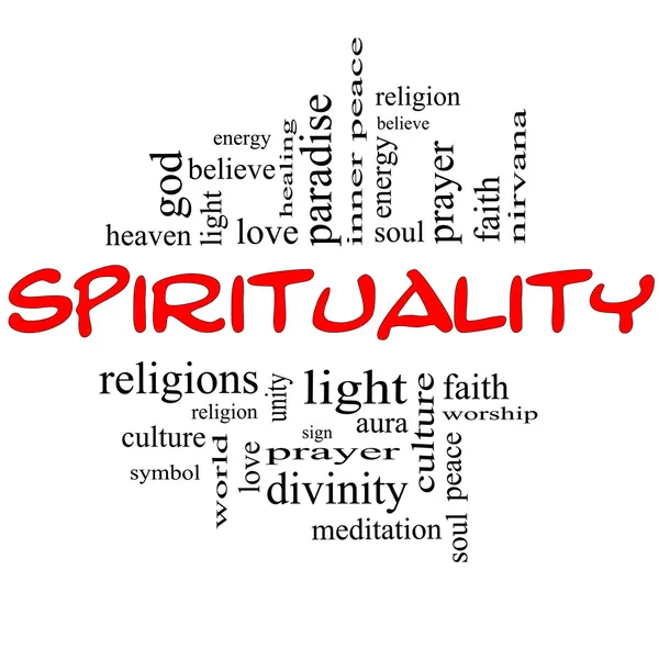 Spiritualità Concetto Word Cloud in rosso e nero — Foto Stock