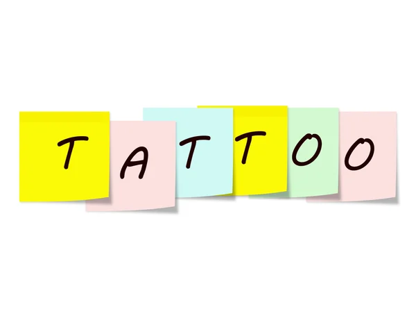 Tatoo escrito en notas adhesivas coloridas — Foto de Stock