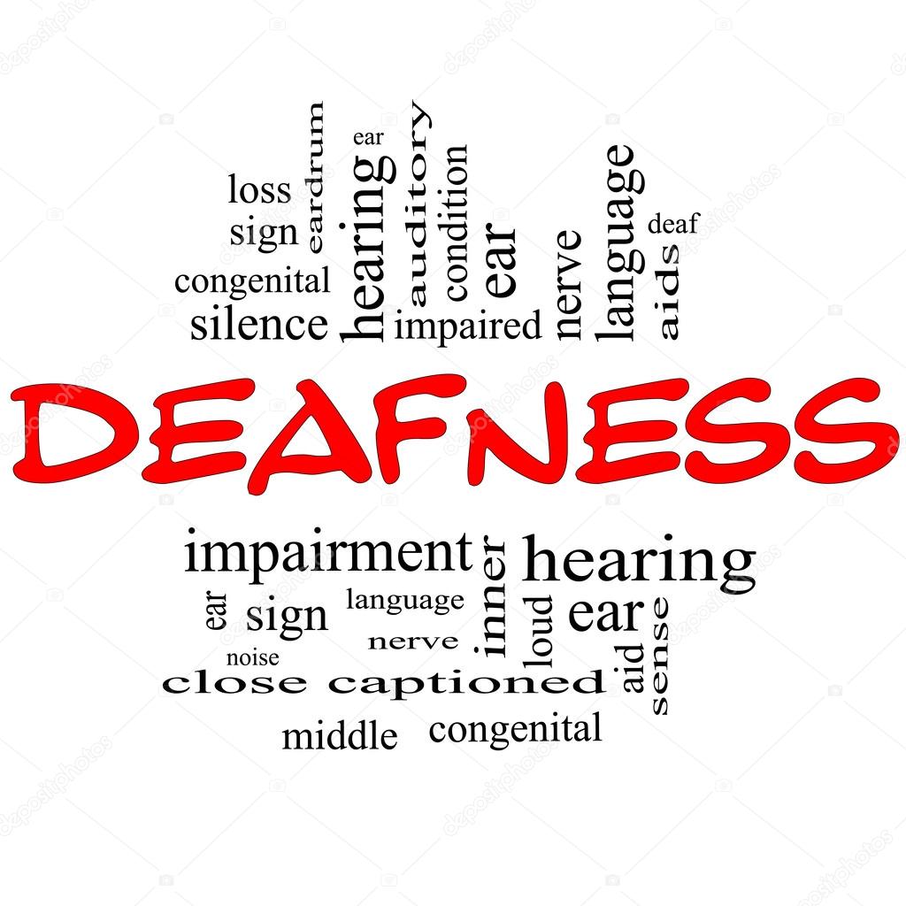 Deafness Word Cloud Concept in red & black