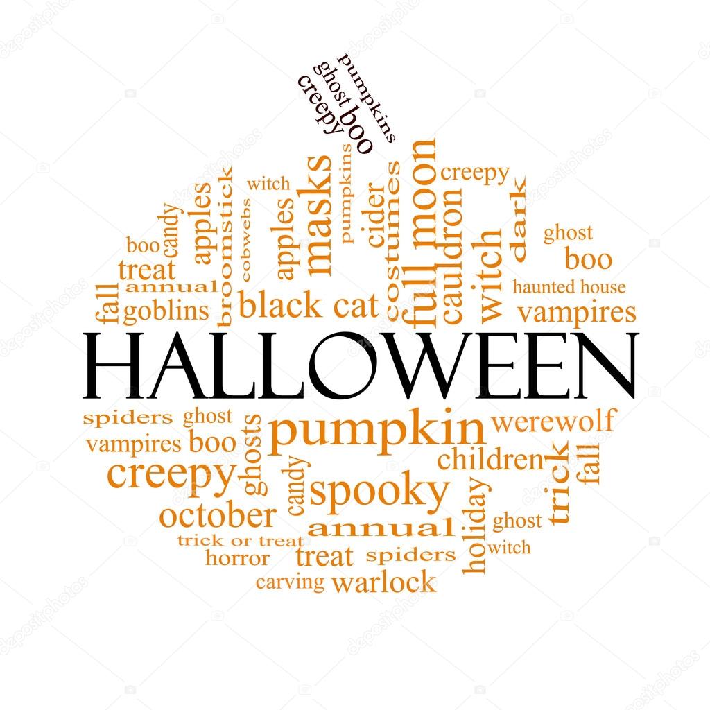 Halloween word cloud concept in Pumpkin Shape