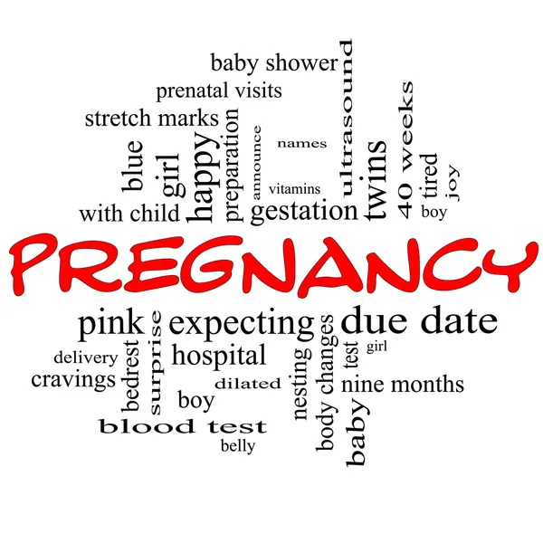 Zwangerschap Word Cloud Concept in rood & zwart — Stockfoto