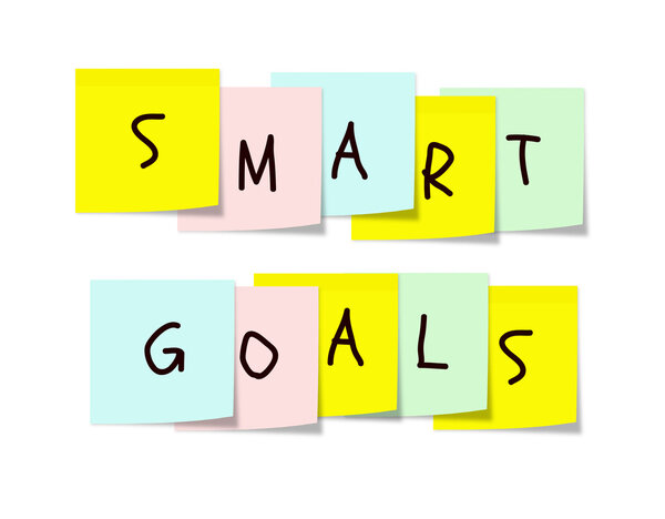 Умные цели на красочных липких нотах
