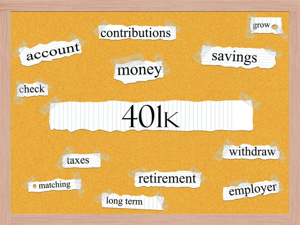 401k Corkboard Word Concept — Stock Photo, Image