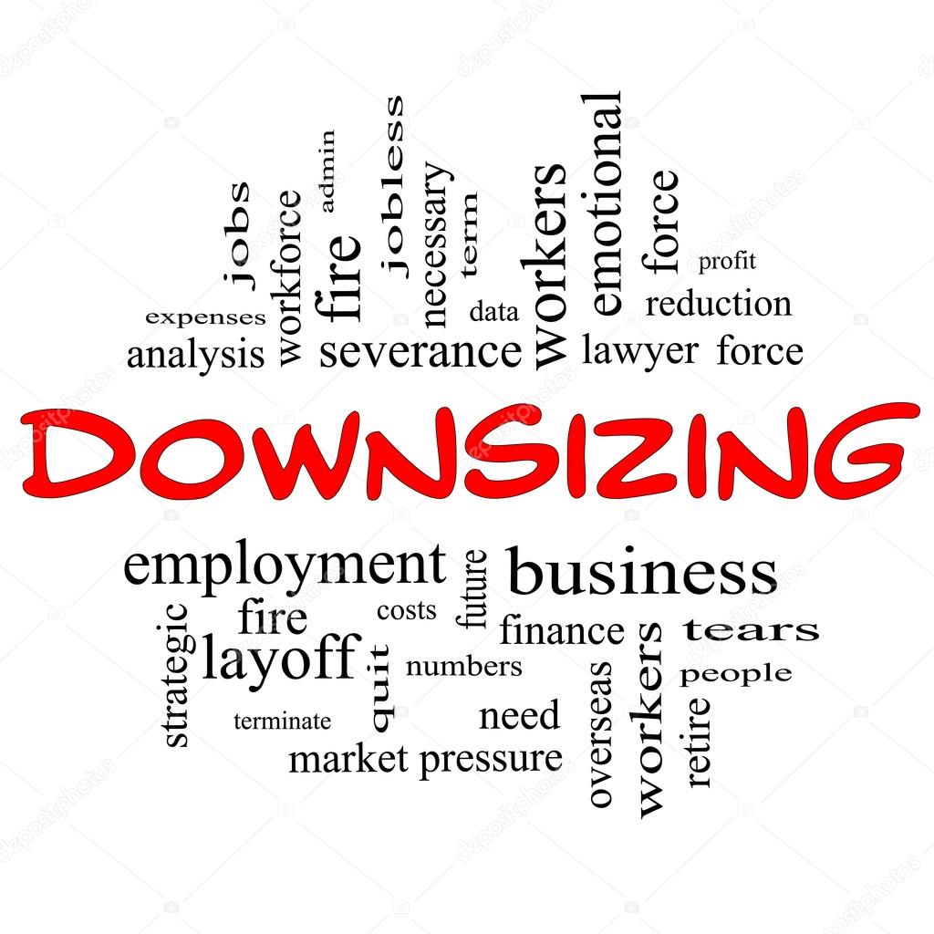 Downsizing Word Cloud Concept in red & black