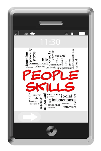Skills Word Cloud Concept on Touchscreen Phone — Stock Photo, Image