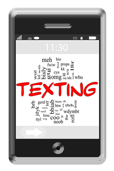 Texting Word Cloud Concept on Touchscreen Phone