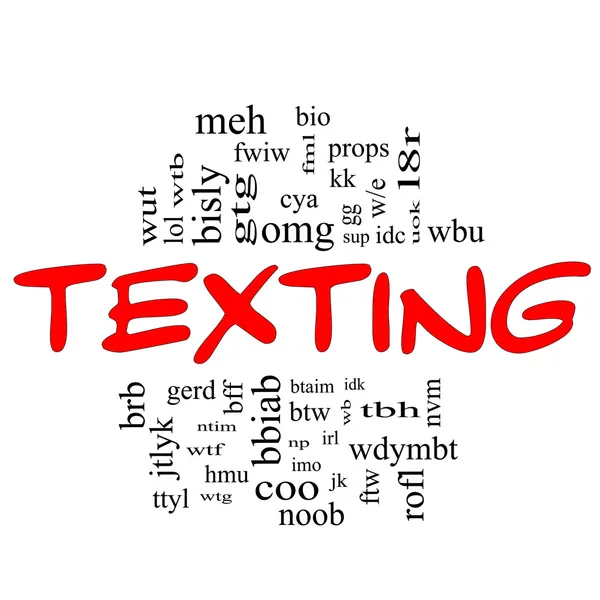 Texting Word Cloud Concept in red & black — Stock Photo, Image