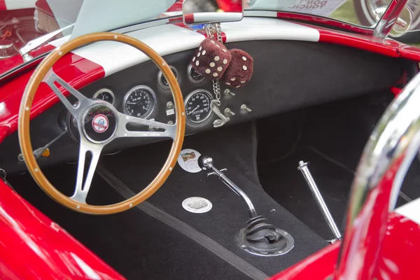 Red White Ford AC Cobra Interior 1965 — стоковое фото
