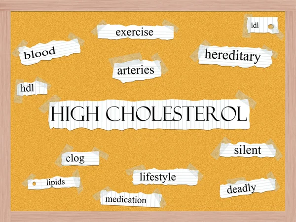 Alto colesterolo Corkboard Word Concept — Foto Stock