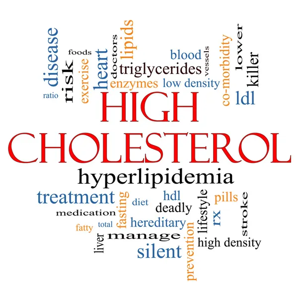 Vysoká hladina cholesterolu slovo mrak koncepce — Stock fotografie