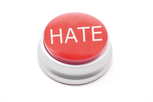 Grande botão vermelho HATE — Fotografia de Stock