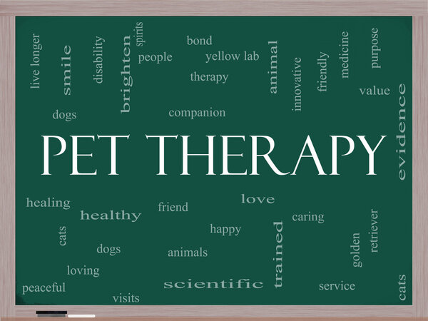 Pet Therapy Word Cloud Concept on a Blackboard