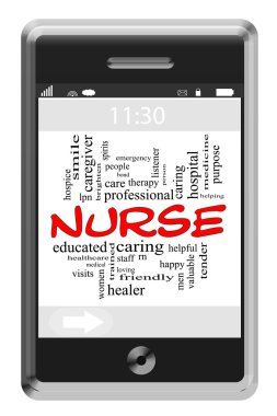 Nurse Word Cloud Concept on Touchscreen Phone clipart