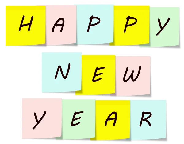 Felice anno nuovo appiccicoso Note — Foto Stock