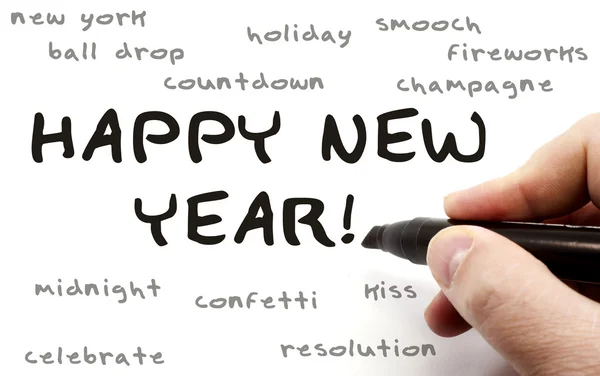 Happy New Year Hand Writing Word Concept — Stock Photo, Image