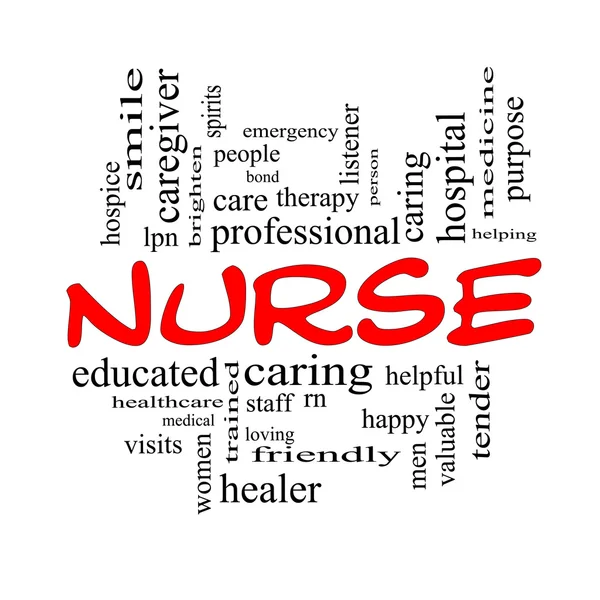 Nurse Word Cloud Concept in Red Caps — Stock Photo, Image