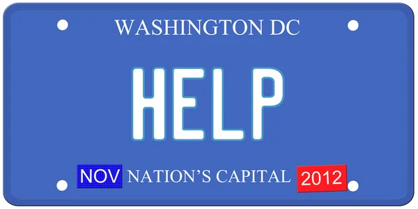 Ajuda Washington DC placa de licença — Fotografia de Stock