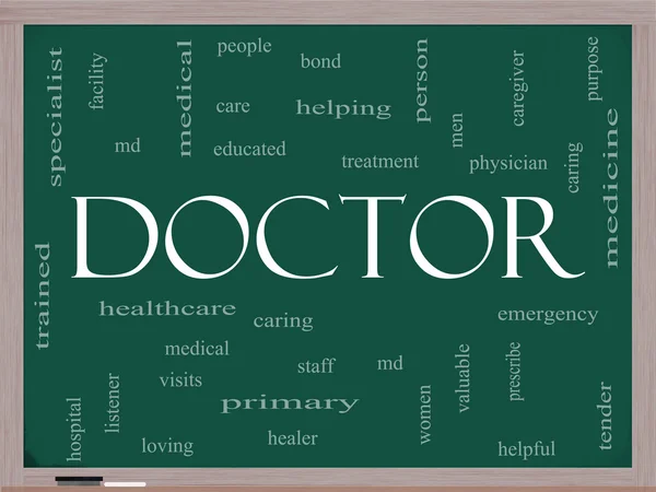 Doctor Word Cloud Concept on a Blackboard — Stock Photo, Image