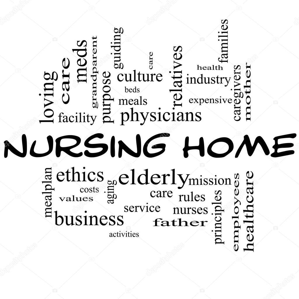 Nursing Home Word Cloud Concept in all Black