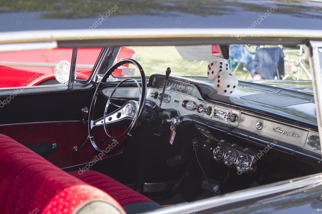 1955 Chevy Impala Schwarz Interieur Redaktionelles
