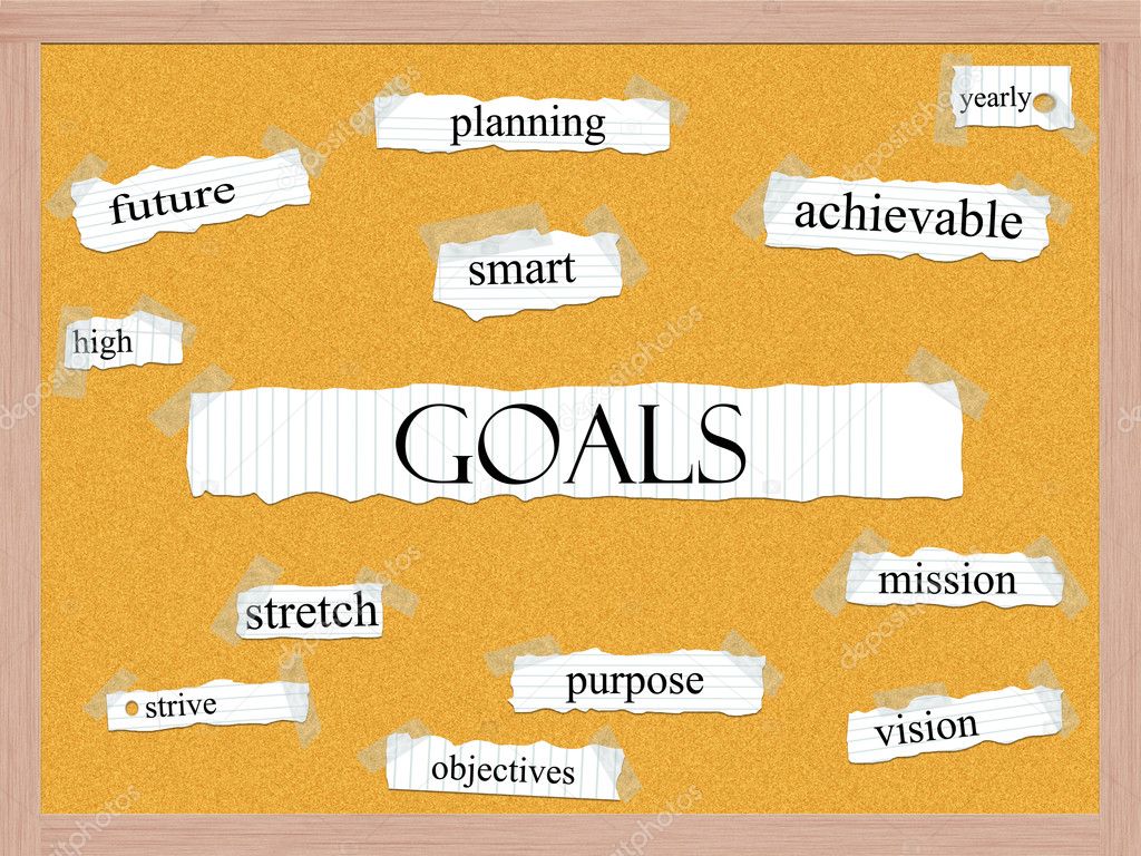 Goals Corkboard Word Concept