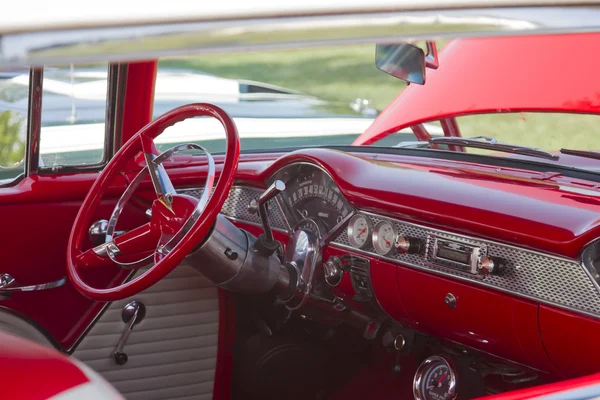 Rosso Bianco 1955 Chevy Bel Air Interior — Foto Stock