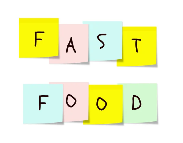 Fast-food kleverige nota 's — Stockfoto