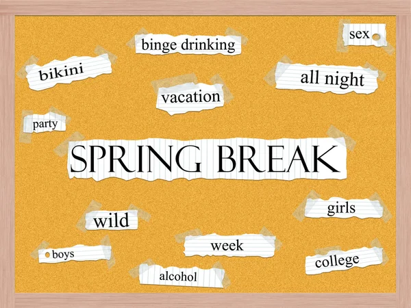 Spring Break Corkboard Word Concept — Stock Photo, Image