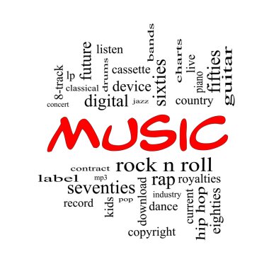 müzik kelime bulutu kavramı kırmızı kapaklar