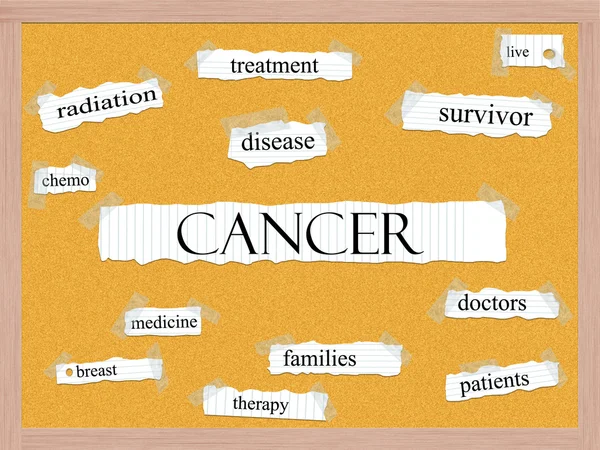 Notion de mot cancer corkboard — Photo