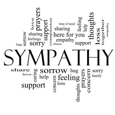 Sympathy Word Cloud Concept in Black and White clipart