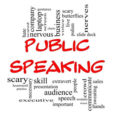 Public Speaking Word Cloud Concept in Red Caps clipart