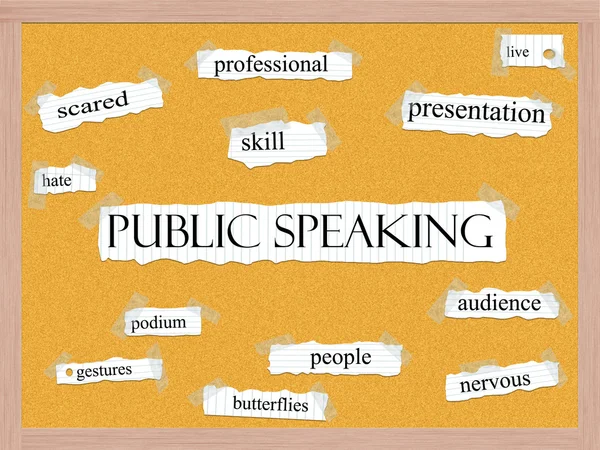 सार्वजनिक बोलणे कॉर्कबोर्ड शब्द संकल्पना — स्टॉक फोटो, इमेज