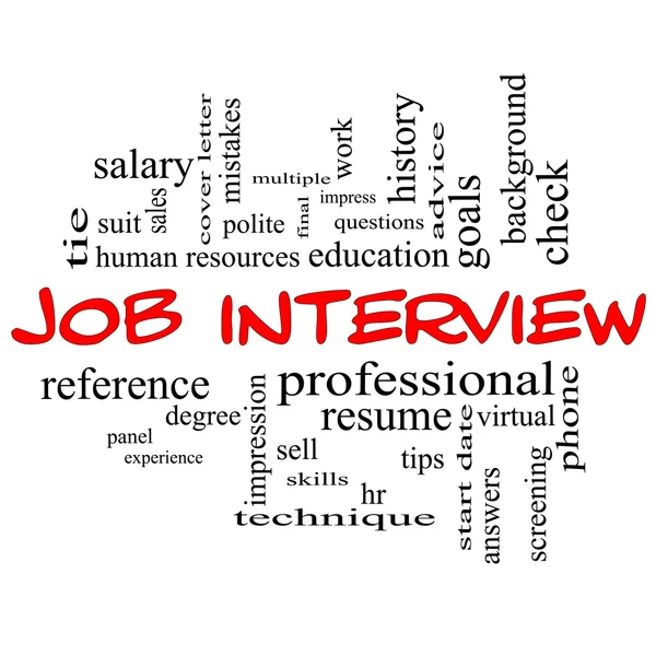 Job Interview Word Cloud Concept in Red Caps — Stock Photo, Image