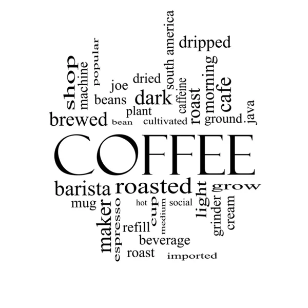 Concetto Coffee Word Cloud in bianco e nero — Foto Stock