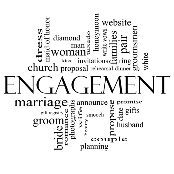 Engagement Word Cloud Concept in black and white — Stock Photo, Image