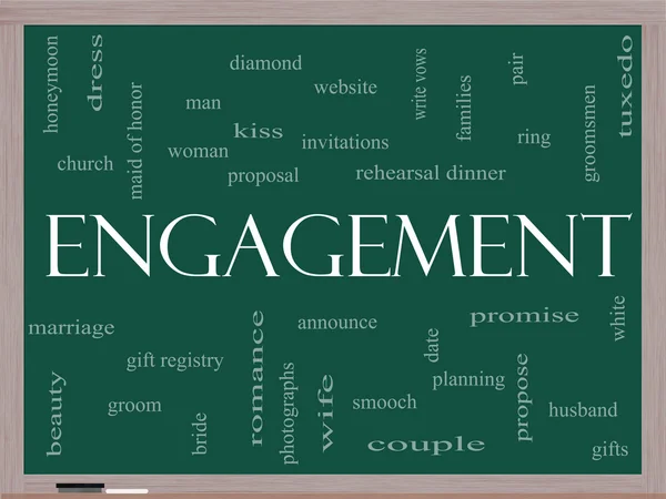Engagement Word Cloud Concept on a Blackboard — Stock Photo, Image