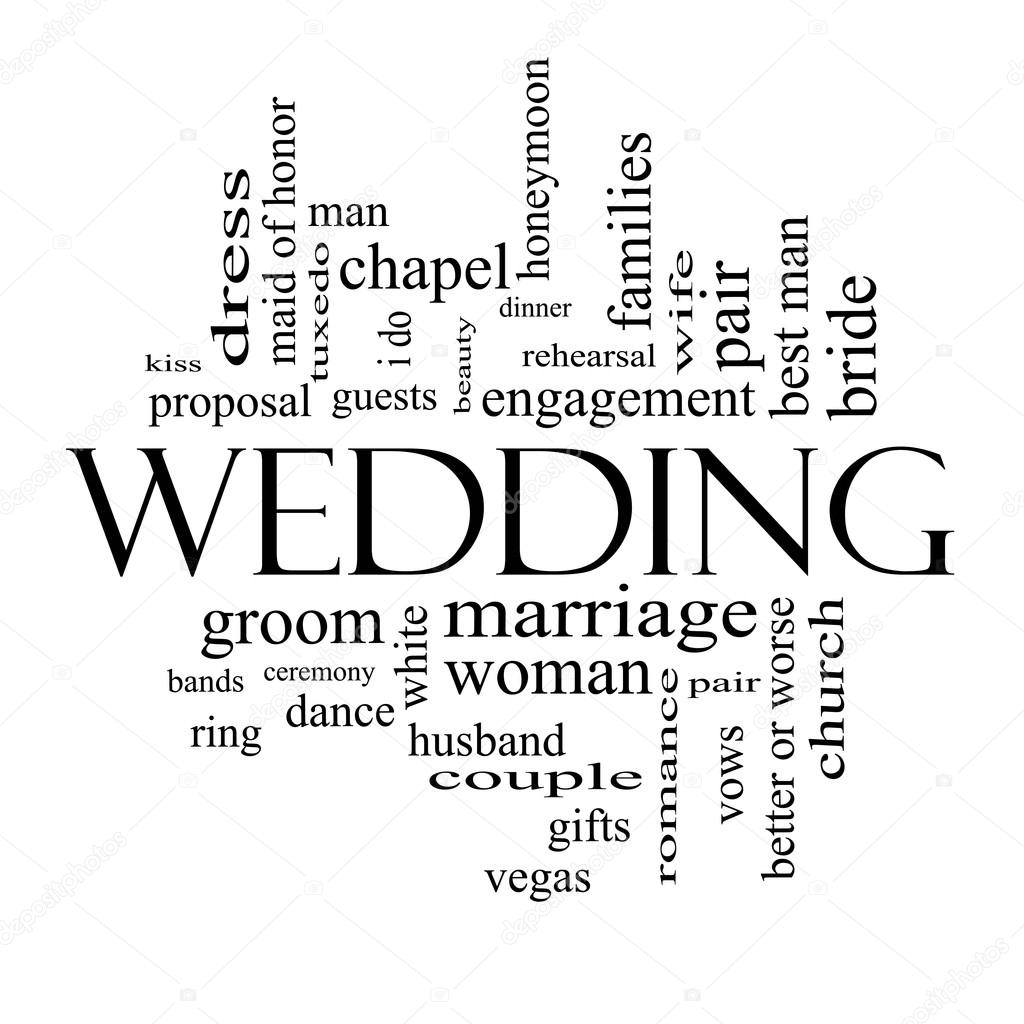 Wedding Word Cloud Concept in Black and White