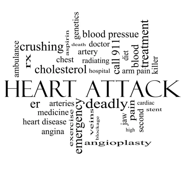 Heart Attack Word Cloud Concept in black and white — Stock Photo, Image