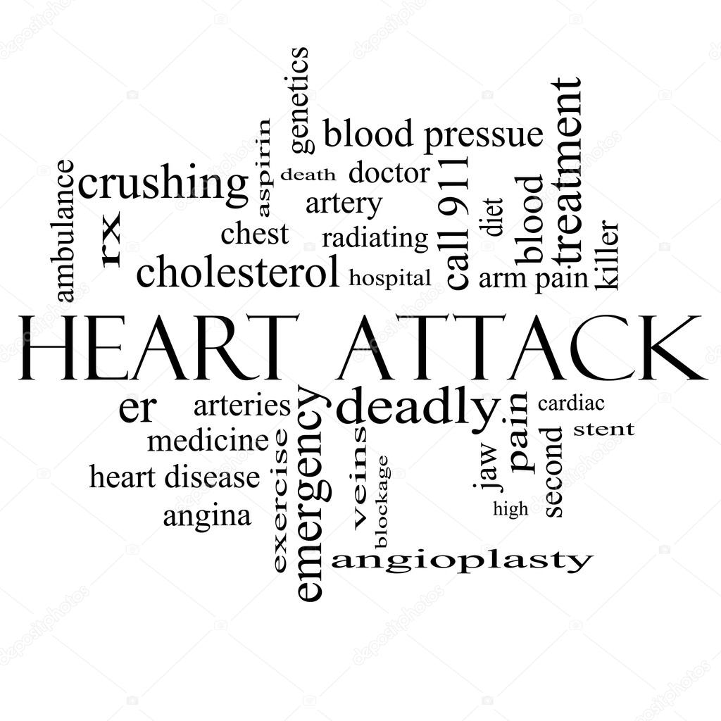 Heart Attack Word Cloud Concept in black and white