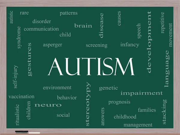 Autism Word Cloud Concept sur un tableau noir — Photo