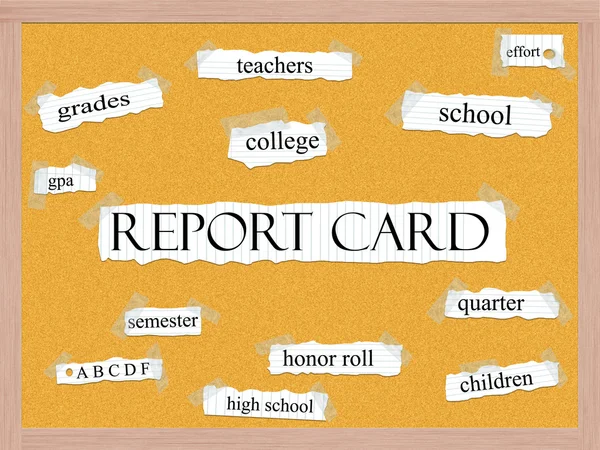 Schoolrapport prikbord woord concept — Stockfoto