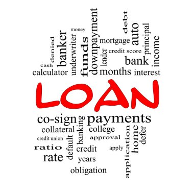 Loan Word Cloud Concept in Red Caps clipart